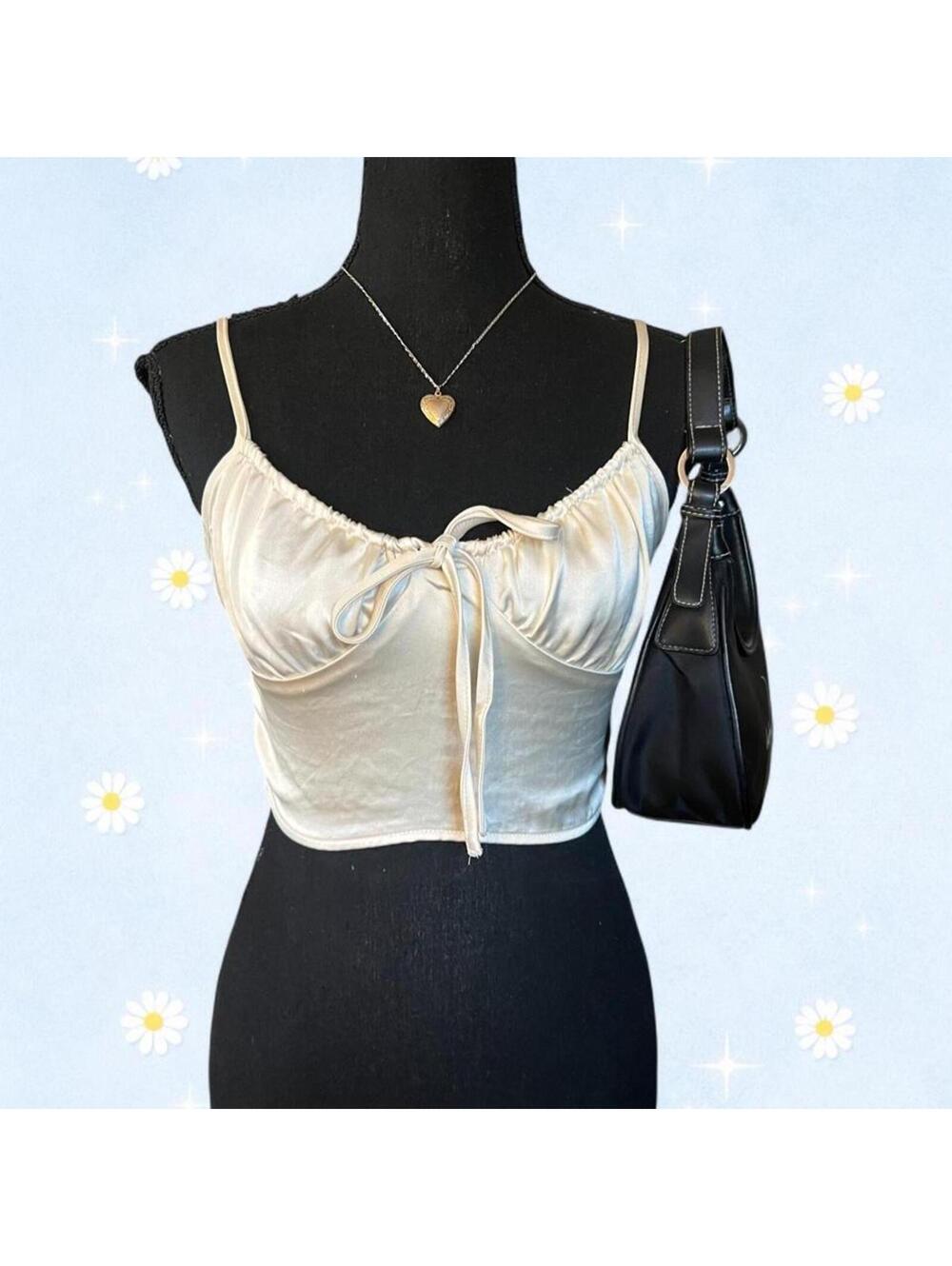 Coastal mermaidcore satin tie front crop top Y2K Forever 21 size small 🤍